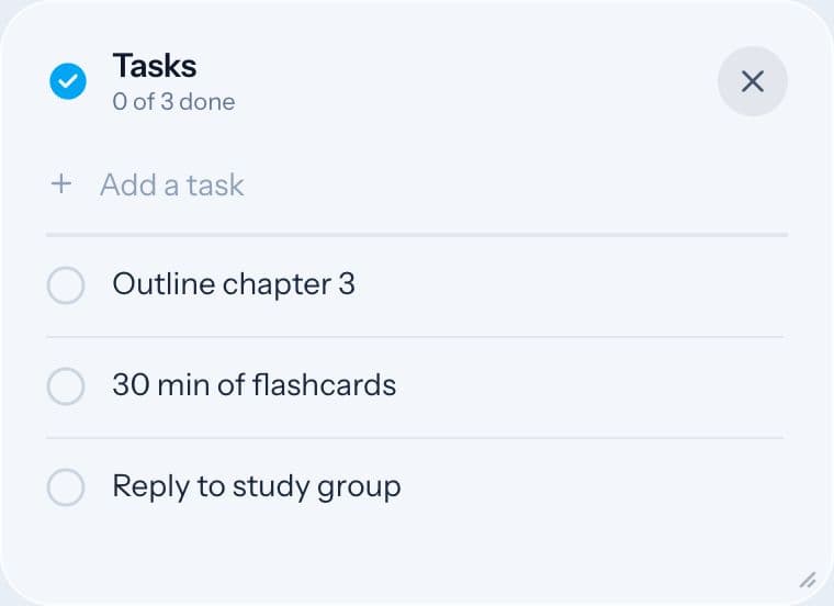 Tasks widget